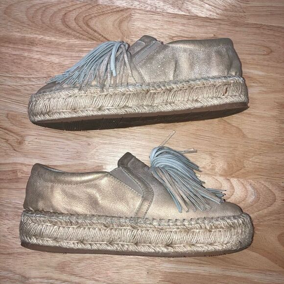 J Slides Raoul Espadrilles Pompom Accent Metallic Leather Sneaker Women’s Size 6 - Picture 13 of 15